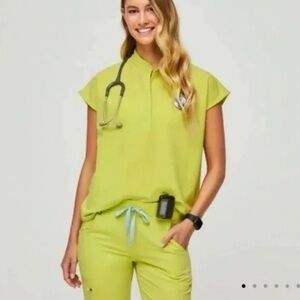 Figs Women's Lime Green Scrub Top
